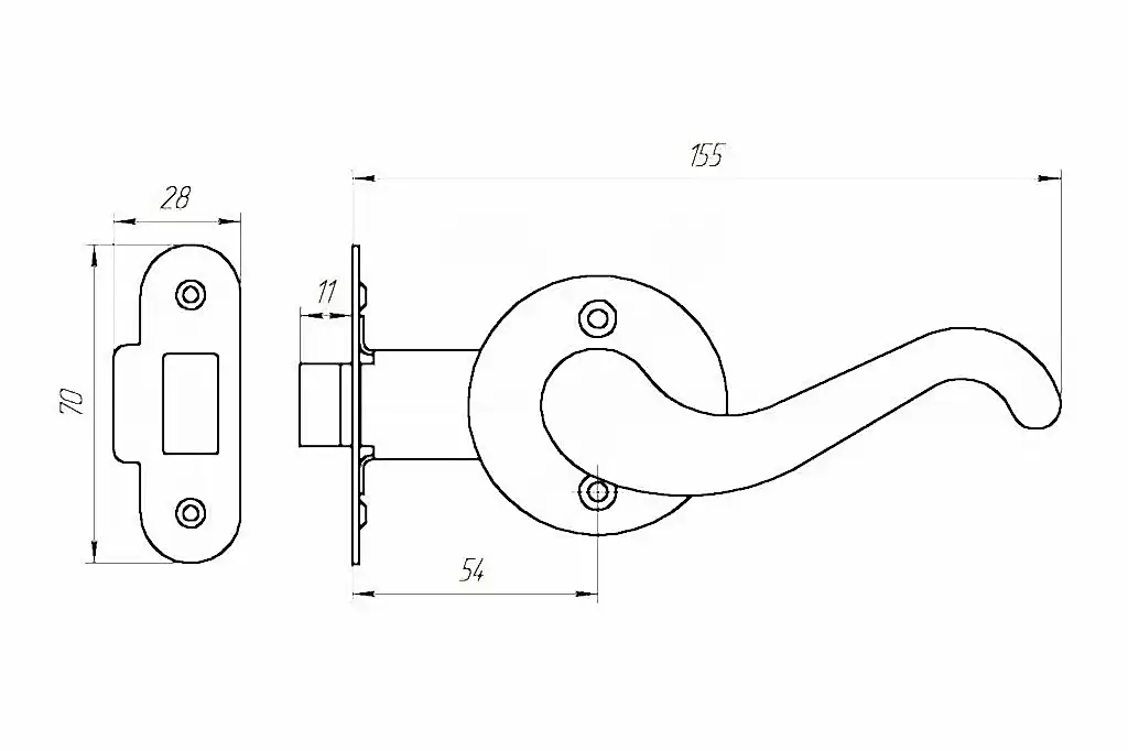 Защелка Zenit (Зенит) ЗЩ2.02 (медь) 