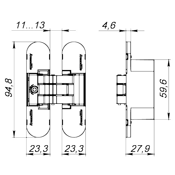 Петля Armadillo (Армадилло) скрытой установки U3D4000 SG (9540UN3D) мат. золото 