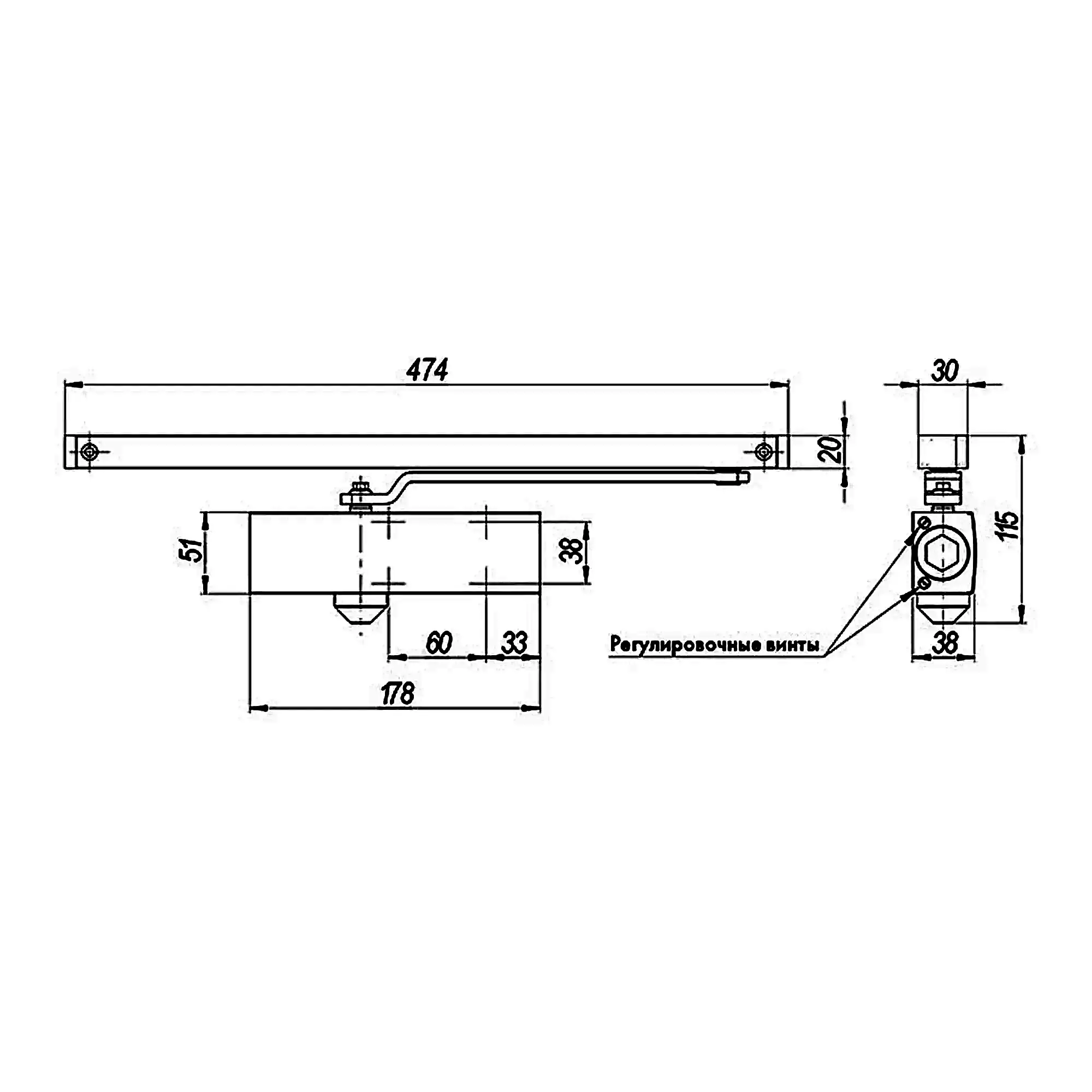 Доводчик Armadillo (Армадилло) дверной со скользящей тягой DCSLIDER85 (DCS-85) WH (белый) 
